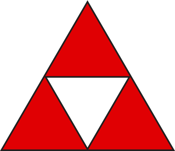 four triangles making a big triangle with a white center