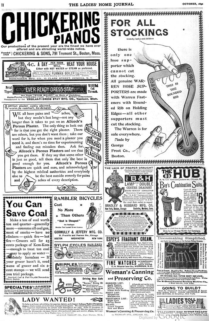 advertisements in The Ladies Home Journal