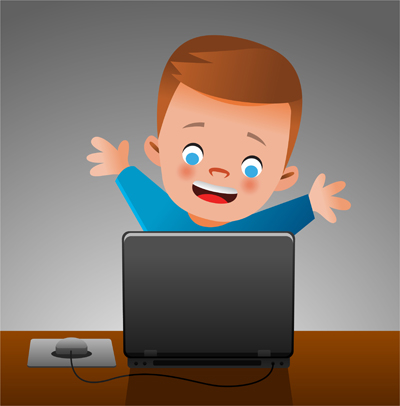 boy using his computer