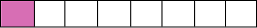 A rectangle divided into eight parts with one part shaded.