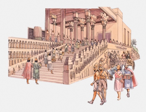 people outside the palace at Persepolis