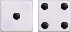 dice with a 1 and a 4