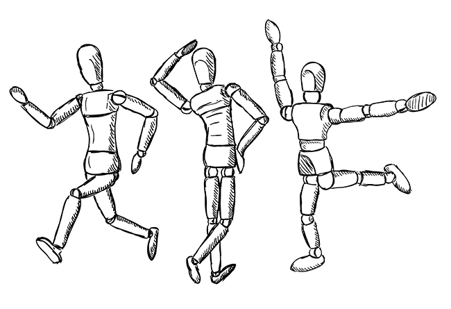 Sketches of figures in different positions.