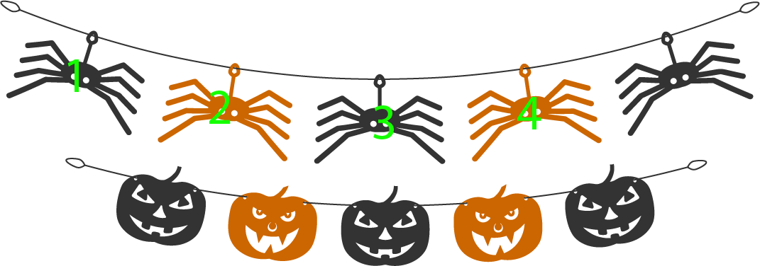 10 halloween decorations: Counting 1, 2, 3, 4