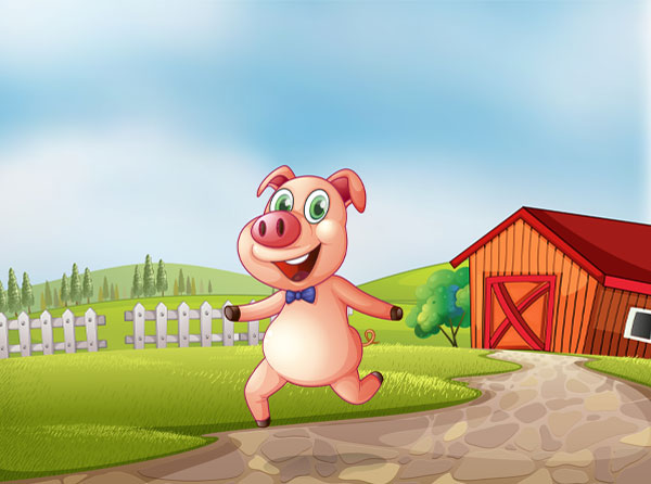 happy pink pig