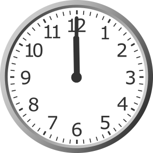 analog clock showing 12:00