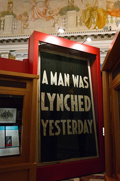 Poster saying A Man Was Lynched
