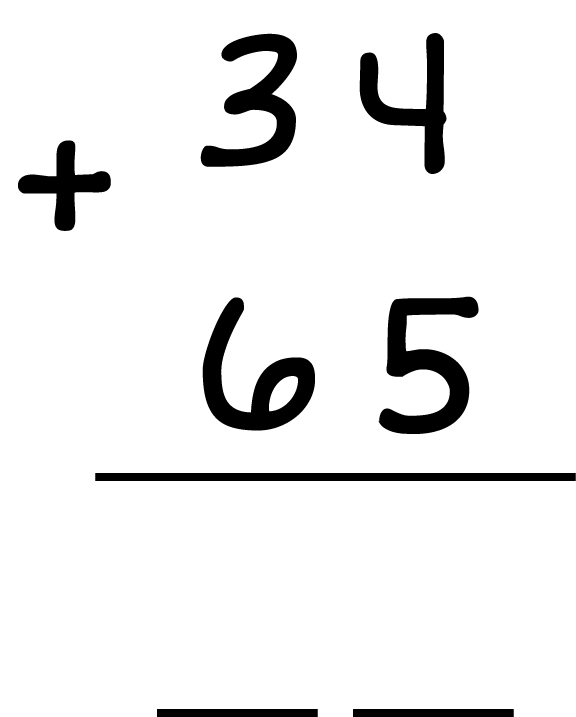 34 + 65 = _ _
