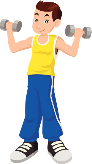 Boy lifting weights.