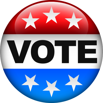 US Vote badge.