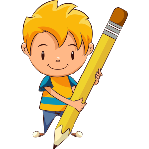 boy holding pencil