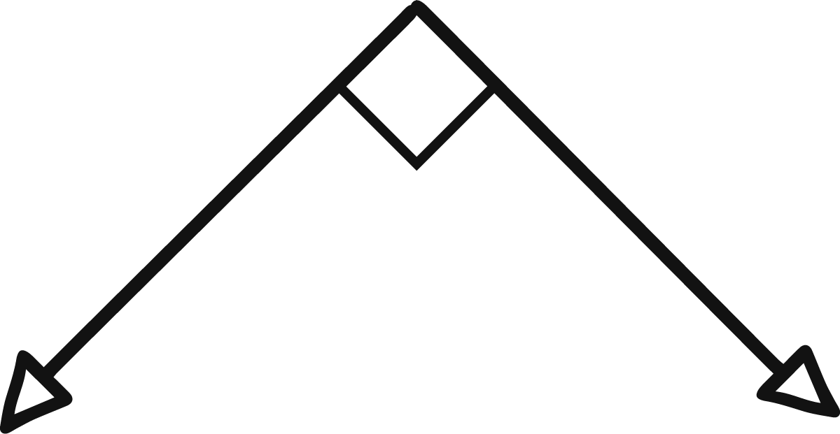 A right angle with a square in the corner.