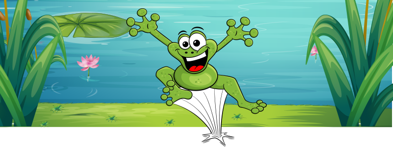 frog hopping to pond