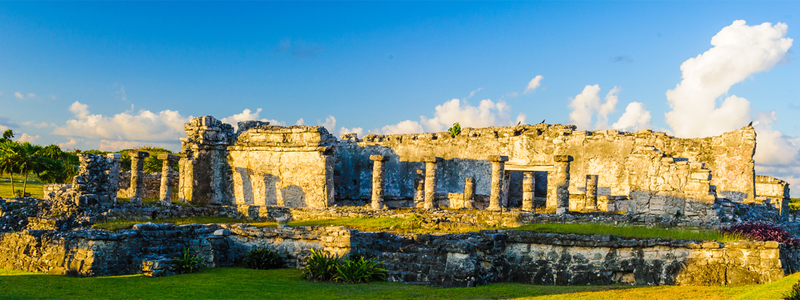 Panorama of the ruins of Tulum, Mayan city, Yacatan, Mexico