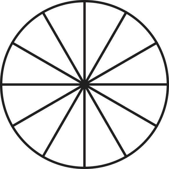 circle partitioned into 12 equal parts