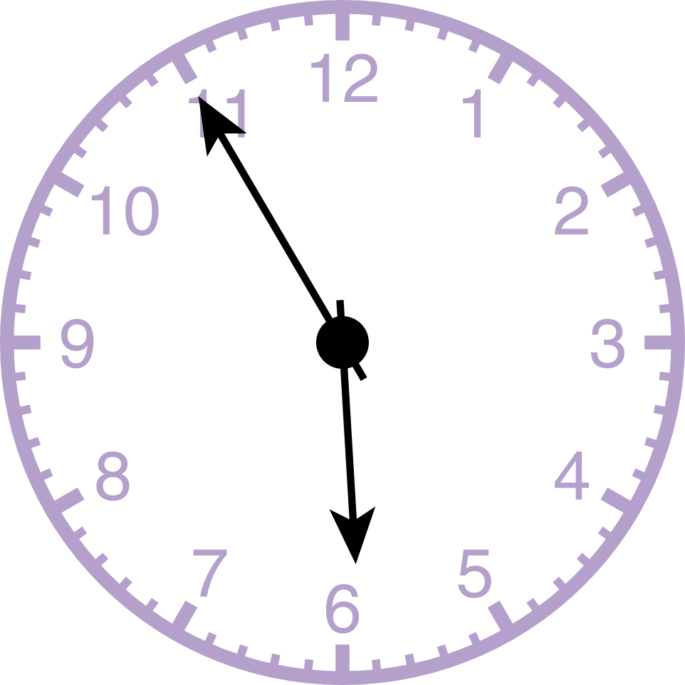 analog clock displaying 5:55
