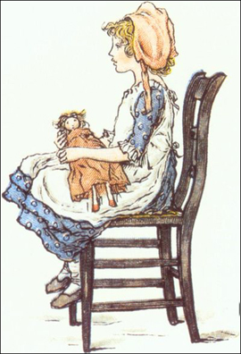 illustration of a girl holding a doll