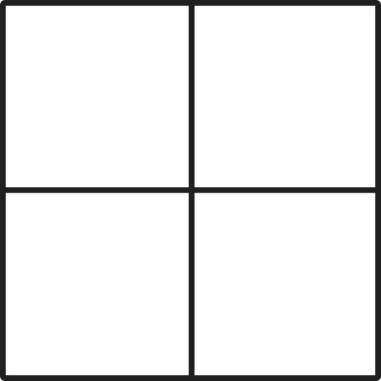 square partitioned into 4 equal parts