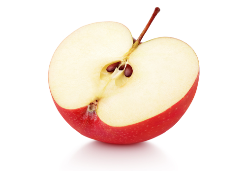 Ripe red apple half fruit isolated on white background