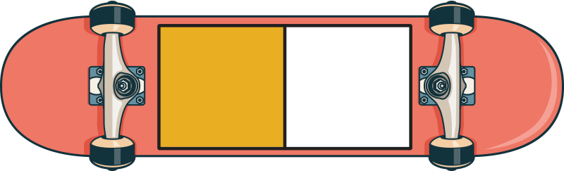 Skateboard with 2 equal parts and 1 part is filled in.