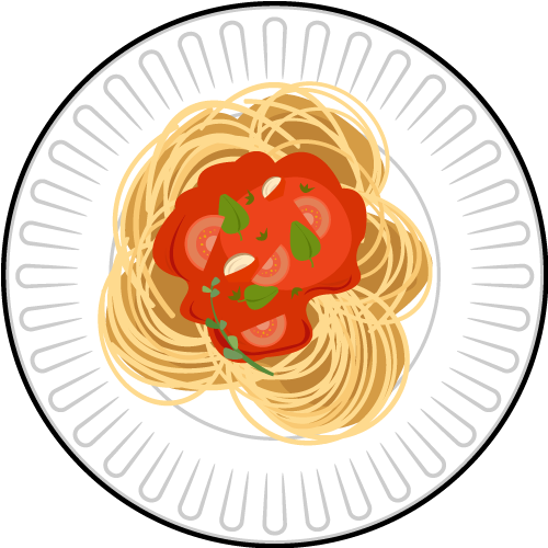 a circular plate covered in spaghetti