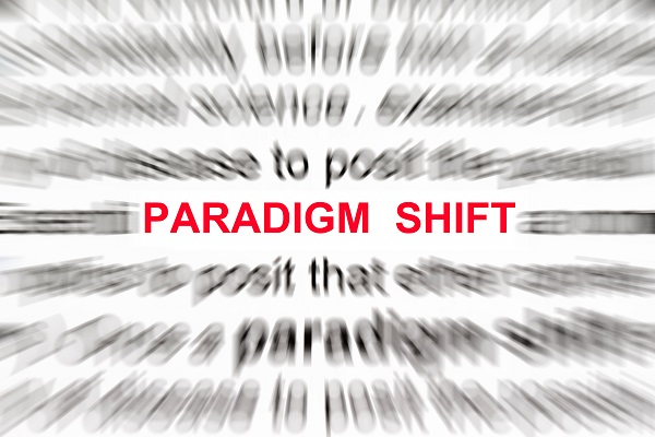 paradigm shift concept with focus on the word paradigm shift.