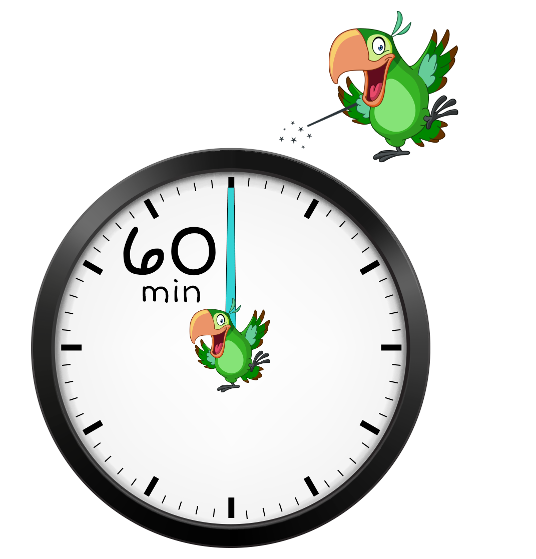 clock with minute hand on 60 minutes