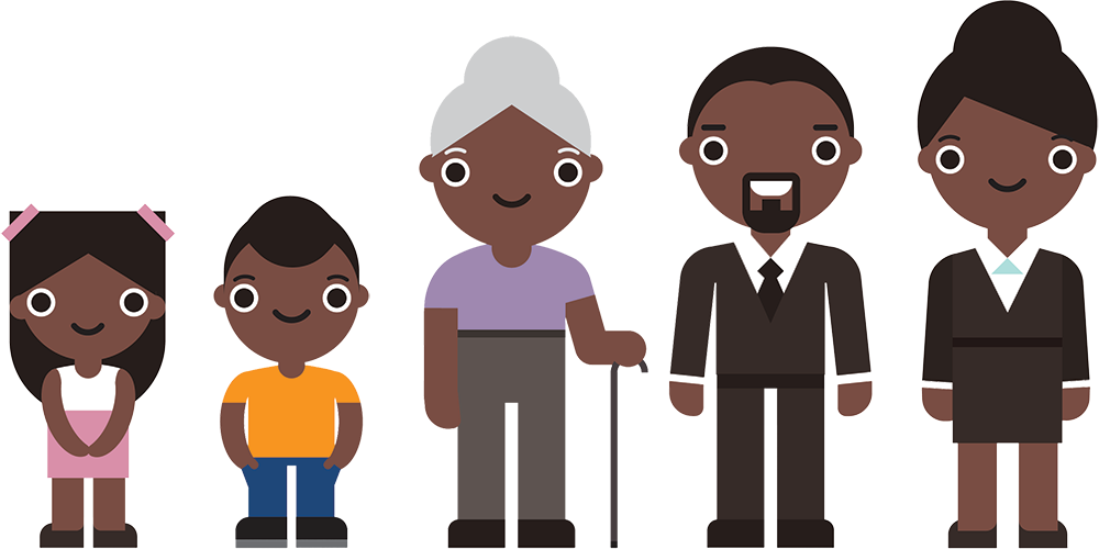 family lined up from shortest to tallest