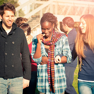 students walking together