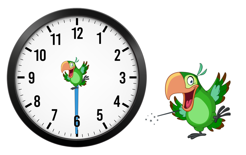 analog clock with minute hand on the 6