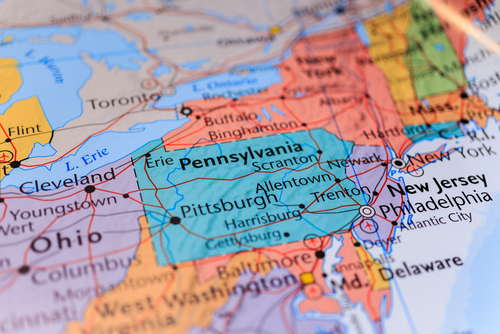 Pennsylvania on the map.