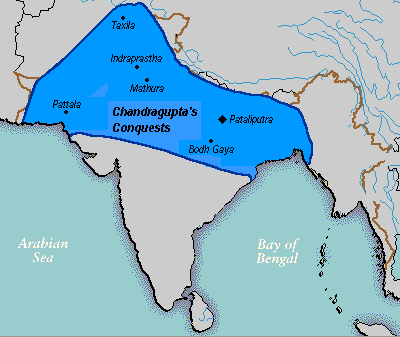 Mauryan Empire at the beginning of Chandragupta's rule 320 BCE