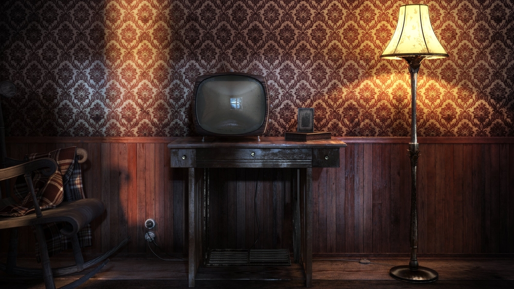 Dark room with vintage furniture.