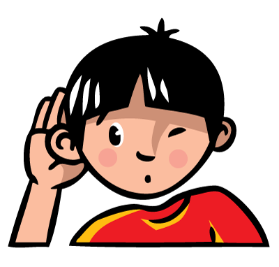 boy with his hand to his ear