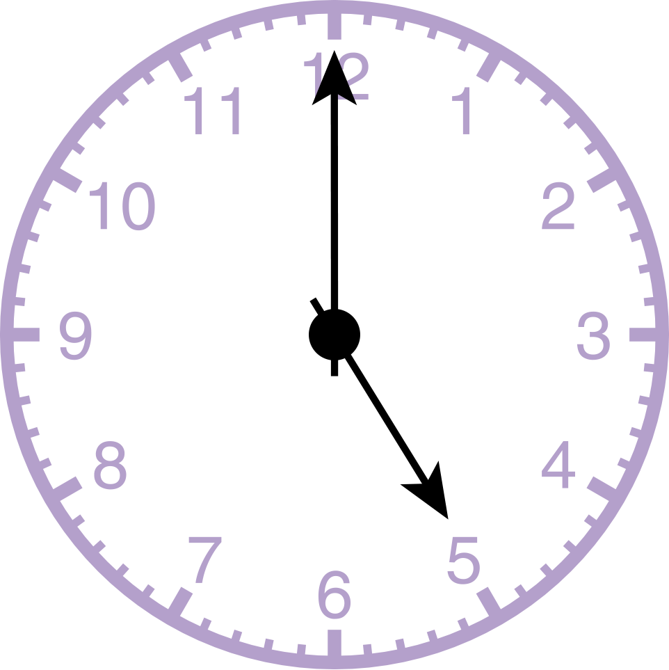 analog clock displaying 5:00