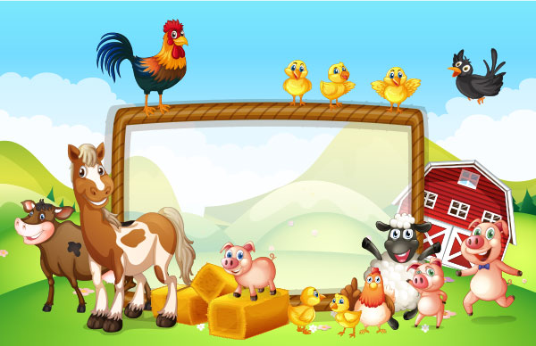 farm scene with frame