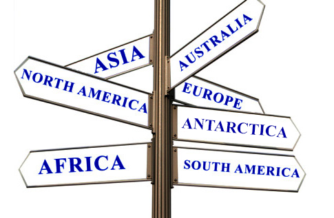 Signs Showing continents