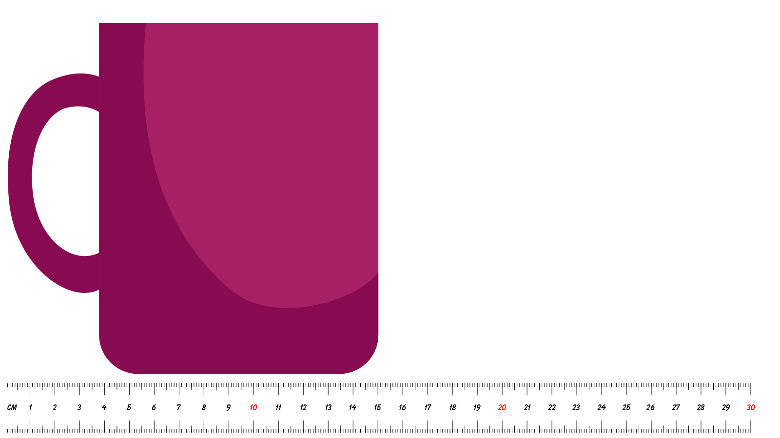 cup measuring 15 cm long.