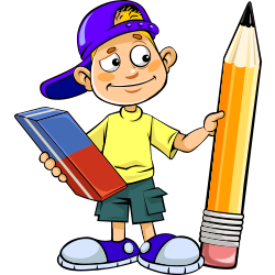 kid with pencil and eraser
