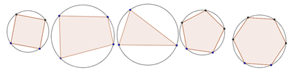 Group of polygons that are inside circles.