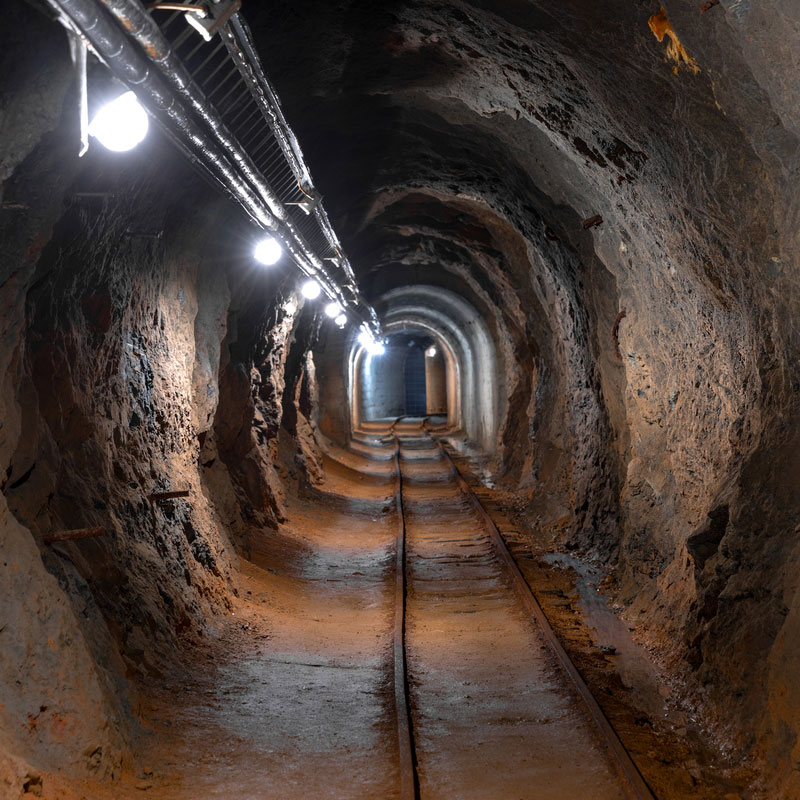 Underground tunnel built for shaft mining.
