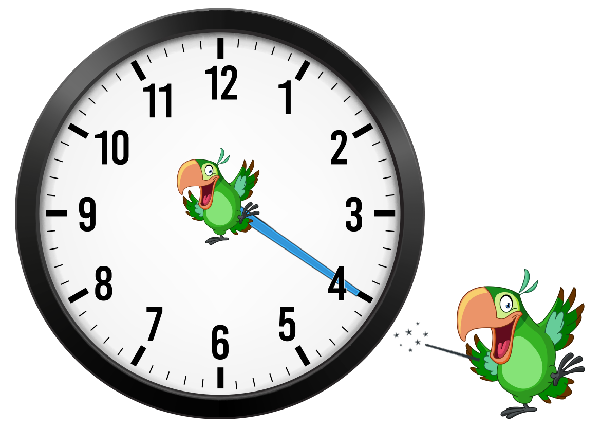 clock with minute hand on 4
