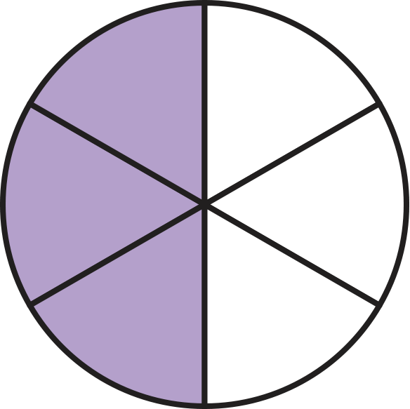 Circle with 3/6 filled in.