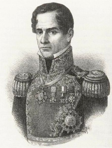 This is a lithograph of Mexican President Antonio Lopez de Santa Anna.