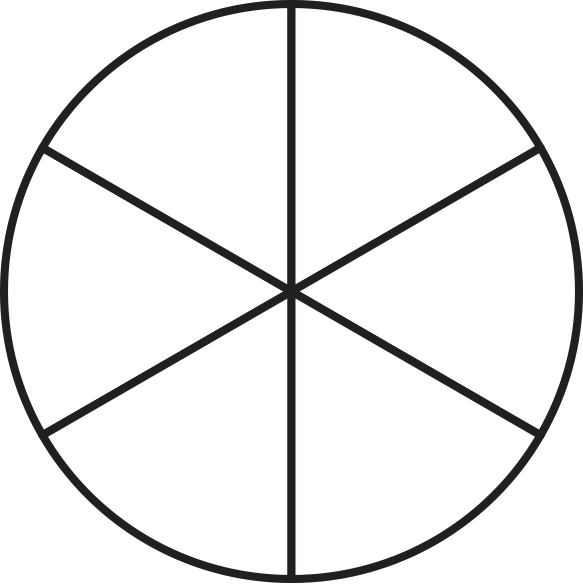 circle partitioned into 6 equal parts