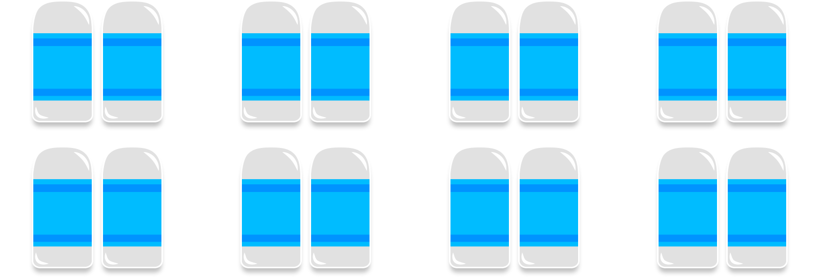 8 groups of 2 erasers