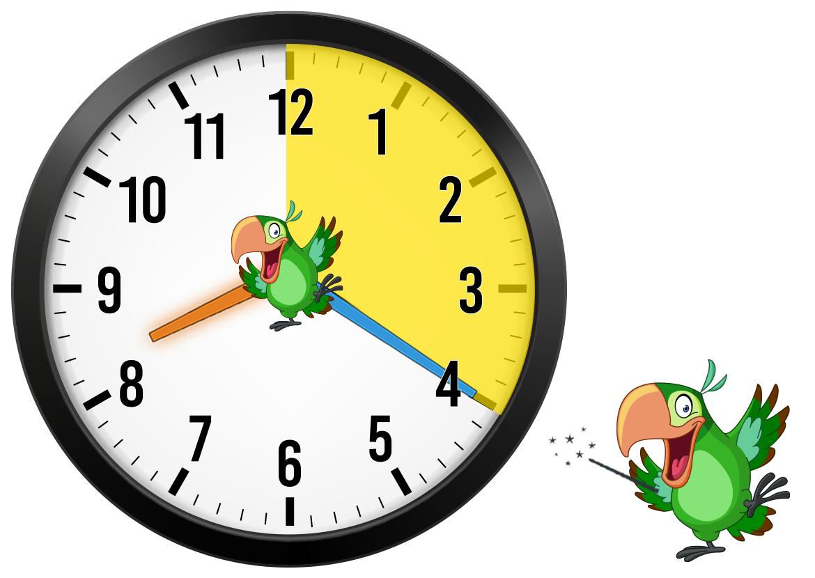 clock set to 8:20 with 20 minutes shaded