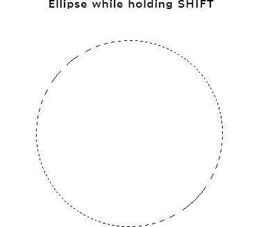 A perfect circle selection with the title: "Ellipse with Holding SHIFT"