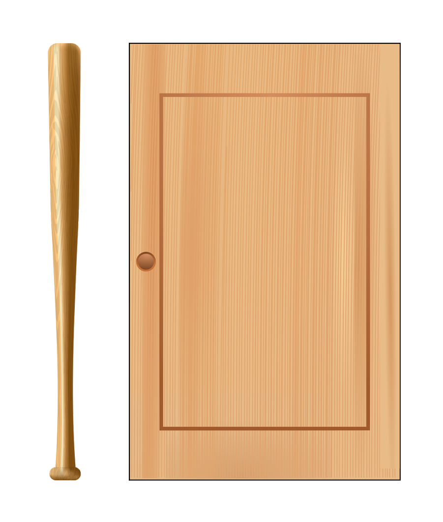 baseball bat next to kitchen counter