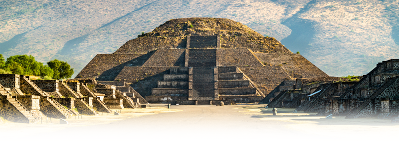View of the Pyramid of the Moon at Teotihuacan.